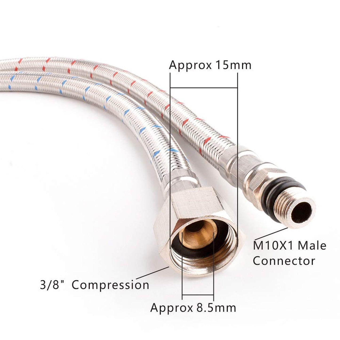 Novatto 3/8-Inch Stainless Steel Hot & Cold Water Supply Lines Hoses