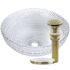Cristallo Diamond Clear Crystal Glass Vessel Round Bathroom Sink NCG-2408