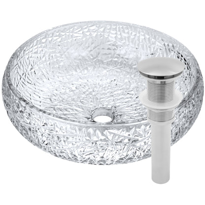 Diamante Diamond Crystal Clear Glass Extra Thick Vessel Bath Sink NCG-2410