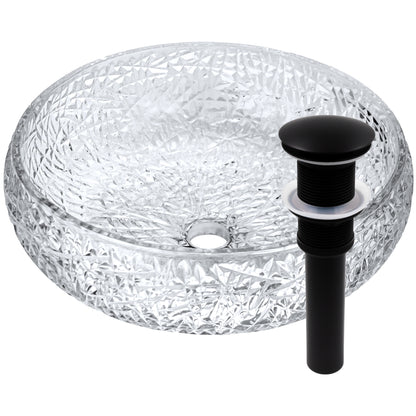 Diamante Diamond Crystal Clear Glass Extra Thick Vessel Bath Sink NCG-2410