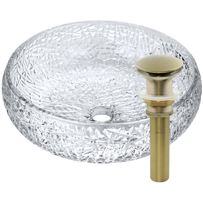 Diamante Diamond Crystal Clear Glass Extra Thick Vessel Bath Sink NCG-2410