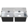 Contemporary Zero Radius Double Bowl Stainless Steel Kitchen Sink - NKSS-DBART02