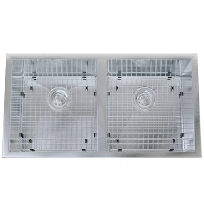 Contemporary Zero Radius Double Bowl Stainless Steel Kitchen Sink - NKSS-DBART02