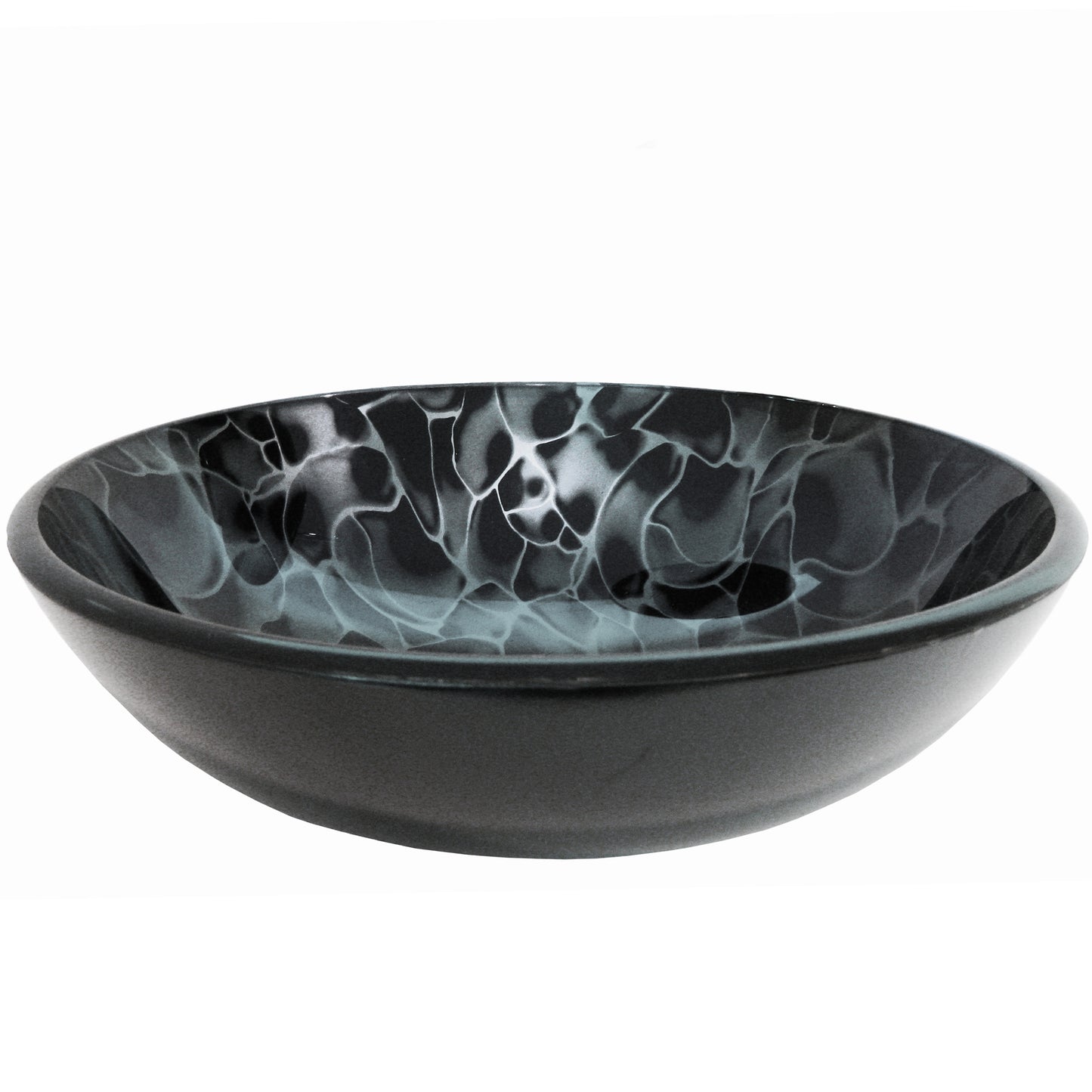 Hand Painted Black and Silver Glass Vessel Sink NOHP-G012