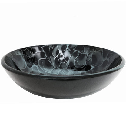Hand Painted Black and Silver Glass Vessel Sink NOHP-G012