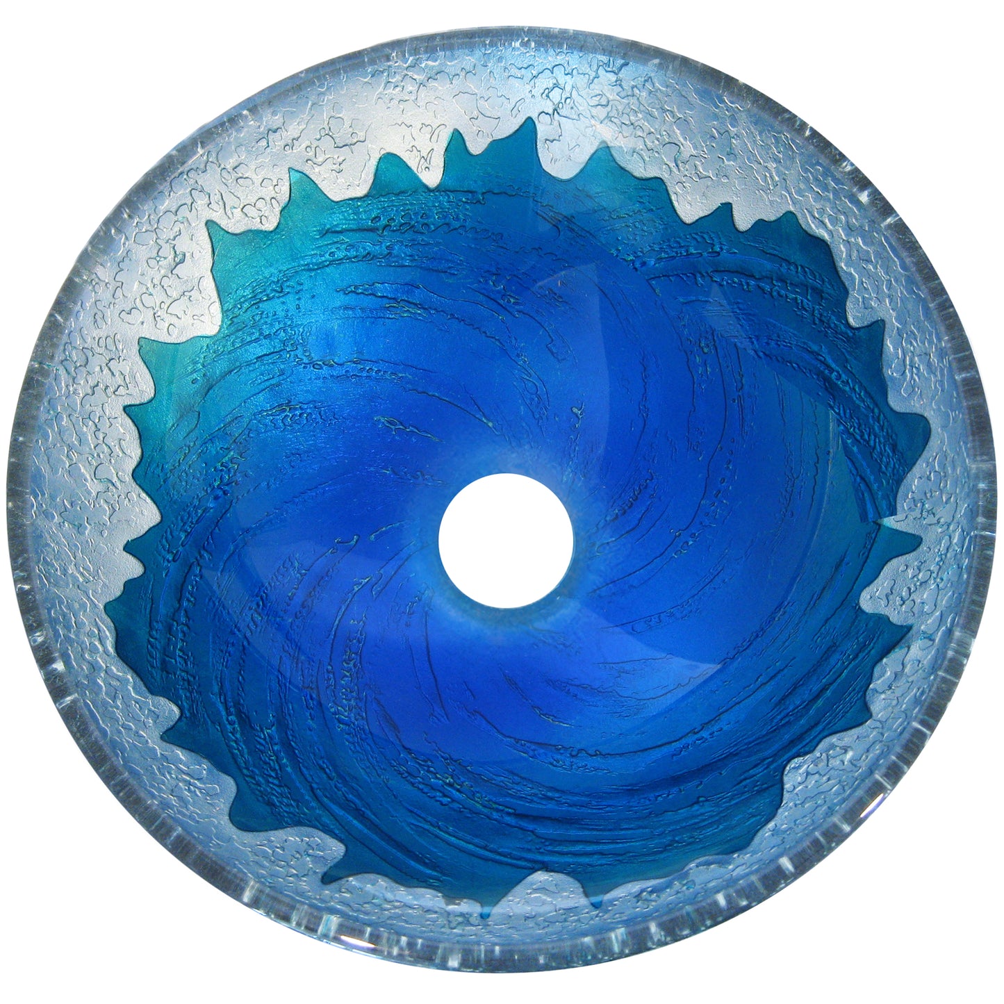 Hand Painted Blue and Silver Round Glass Sink NOHP-G017