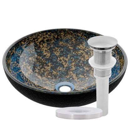 Hand Painted Azure Glass Vessel Bath Sink NOHP-G031-16
