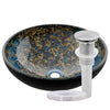 Hand Painted Azure Glass Vessel Bath Sink NOHP-G031-16