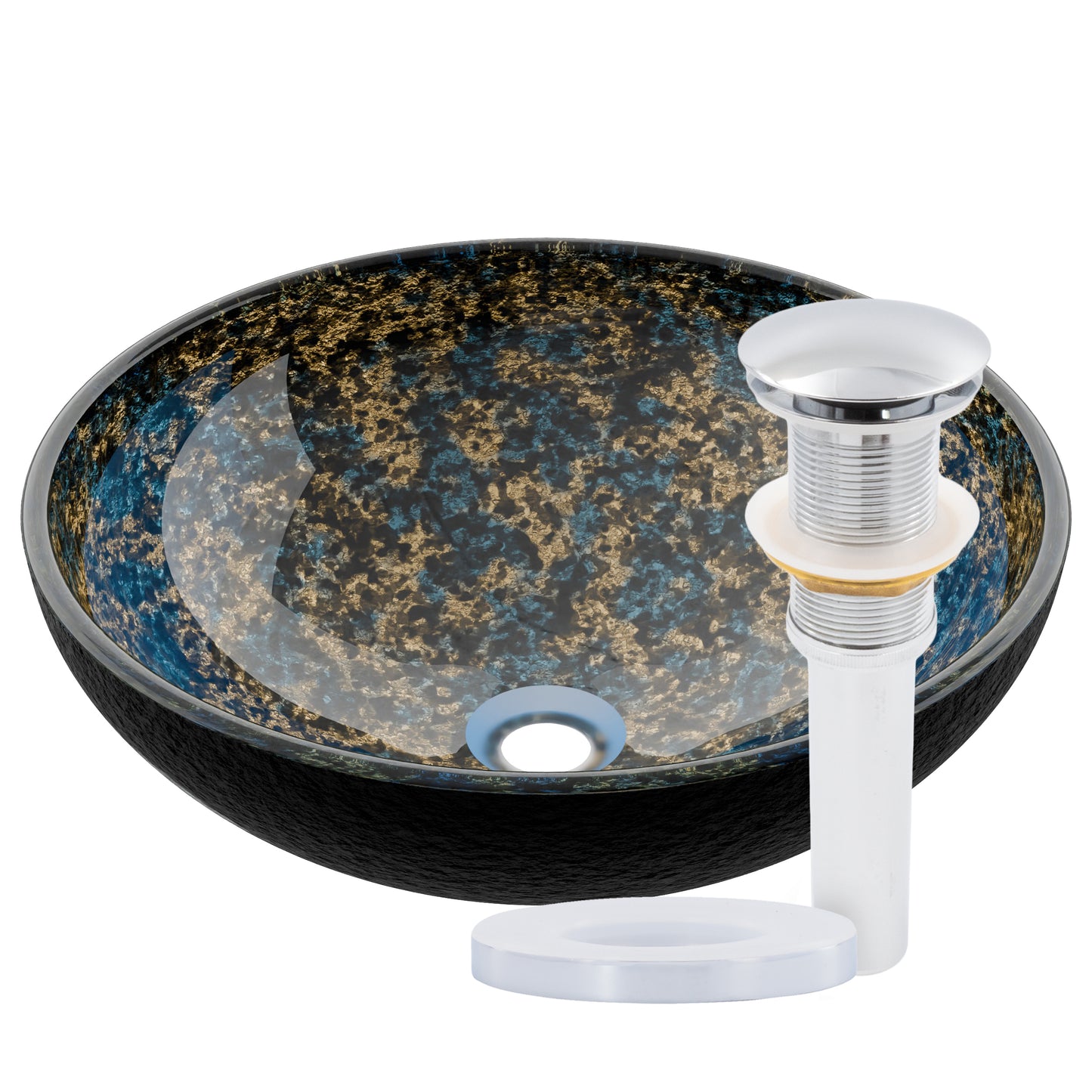 Hand Painted Azure Glass Vessel Bath Sink NOHP-G031-16