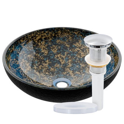 Hand Painted Azure Glass Vessel Bath Sink NOHP-G031-16