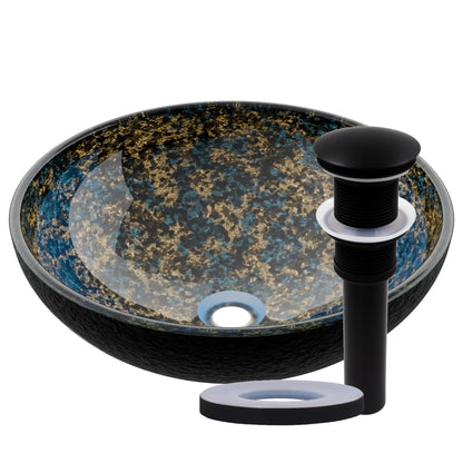 Hand Painted Azure Glass Vessel Bath Sink NOHP-G031-16