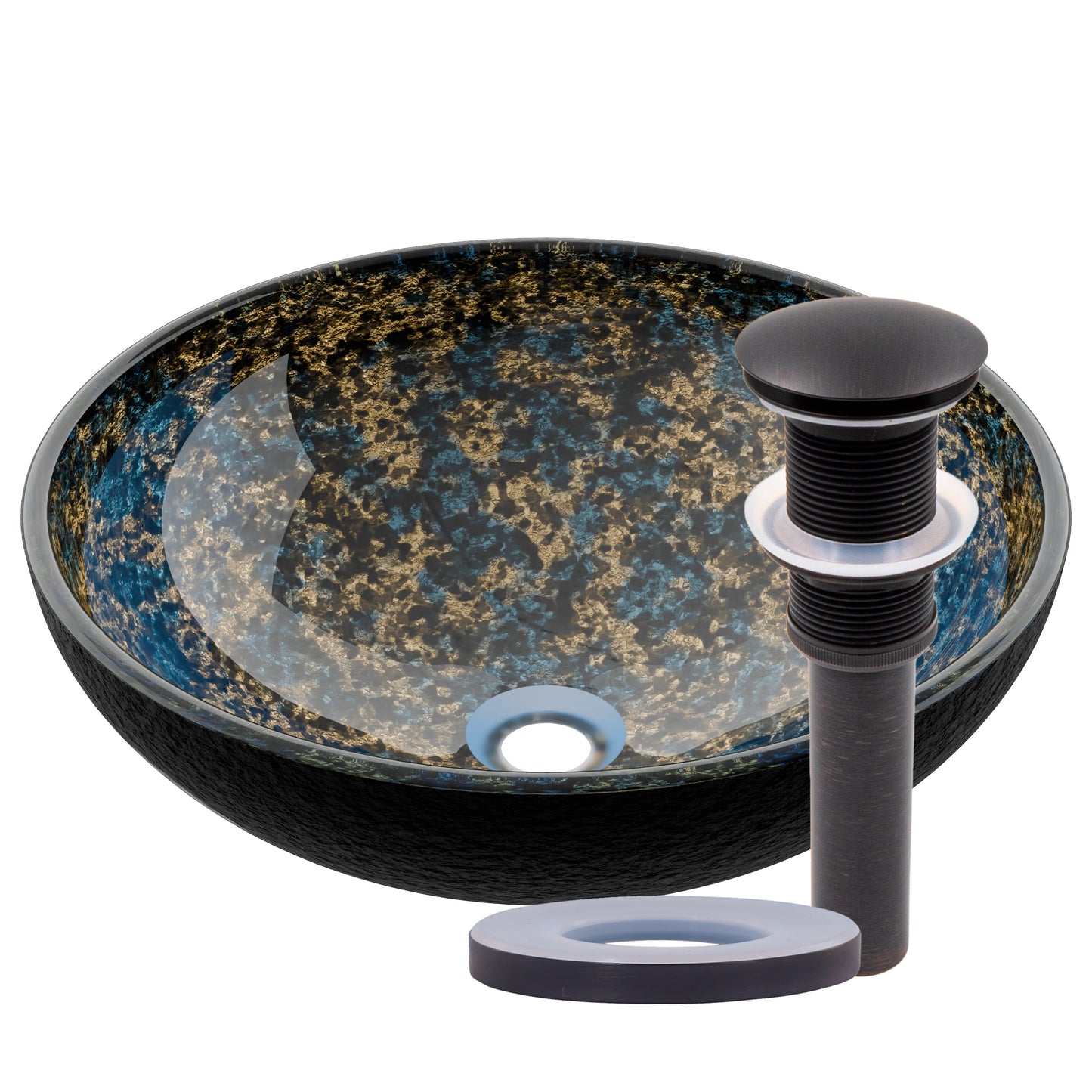 Hand Painted Azure Glass Vessel Bath Sink NOHP-G031-16