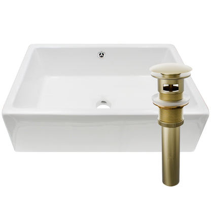 White porcelain vessel sink with overflow, rectangular shape, by Novatto, designed for bathroom vanity installation.