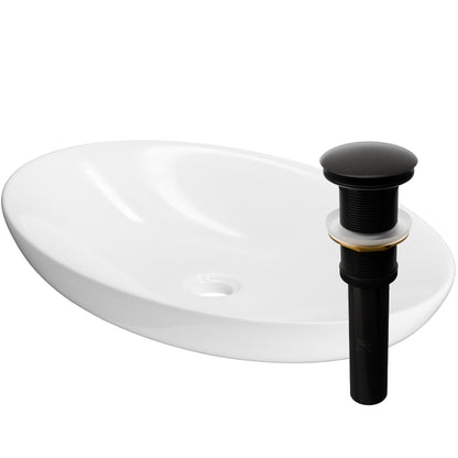 Traditional white porcelain vessel sink with overflow by Novatto, featuring a sleek design for modern bathrooms.