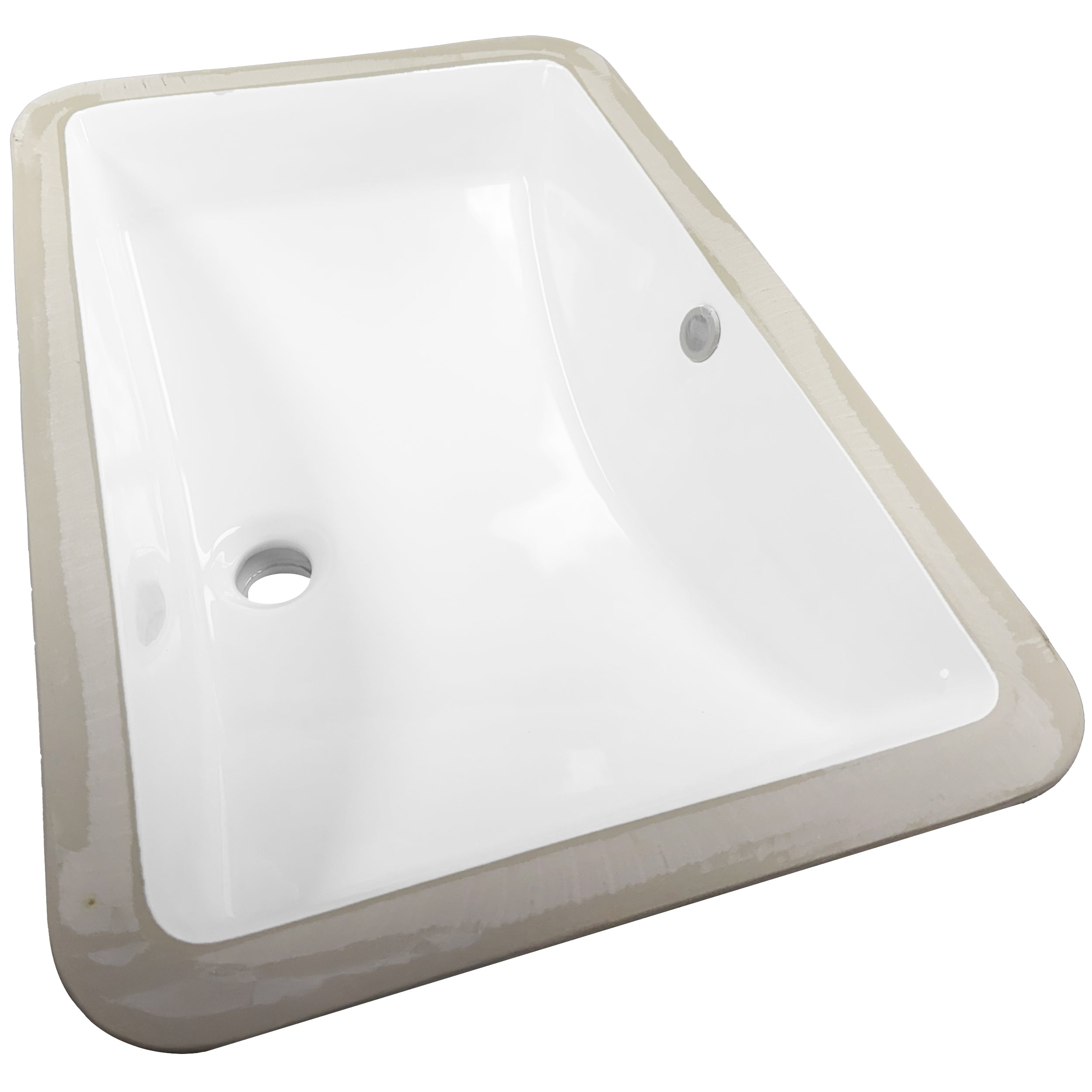 Extra Wide Rectangular Undermount White Porcelain Sink with