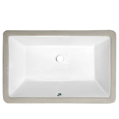 Extra Wide Rectangular Undermount White Porcelain Sink with Overflow, NP-U213907