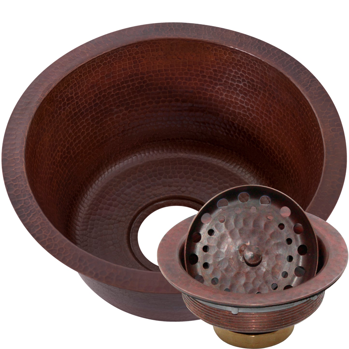 Round Hammered Copper Bar Sink, TCB-001AN