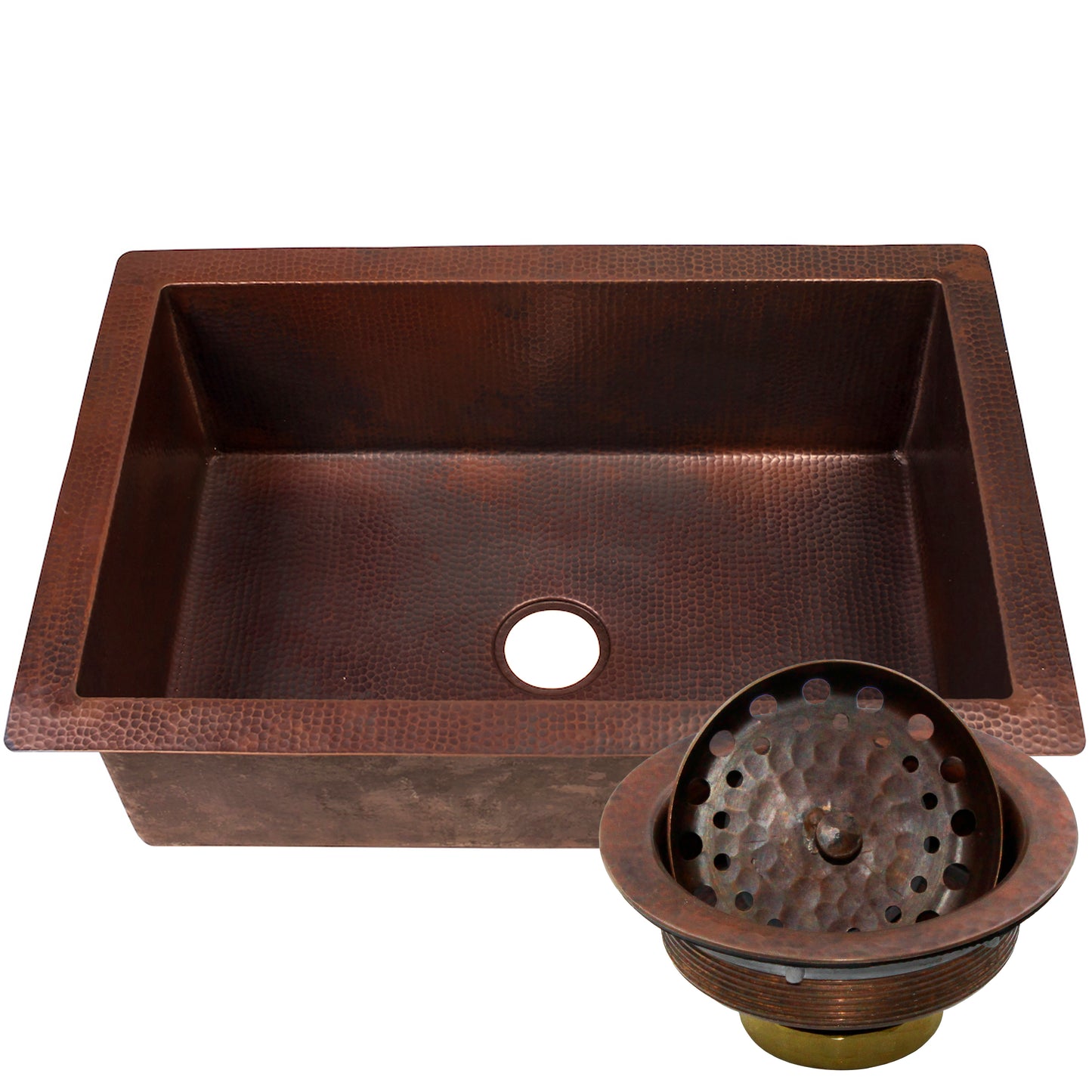 Open Single Bowl Undermount Copper Kitchen Sink, TCK-002AN