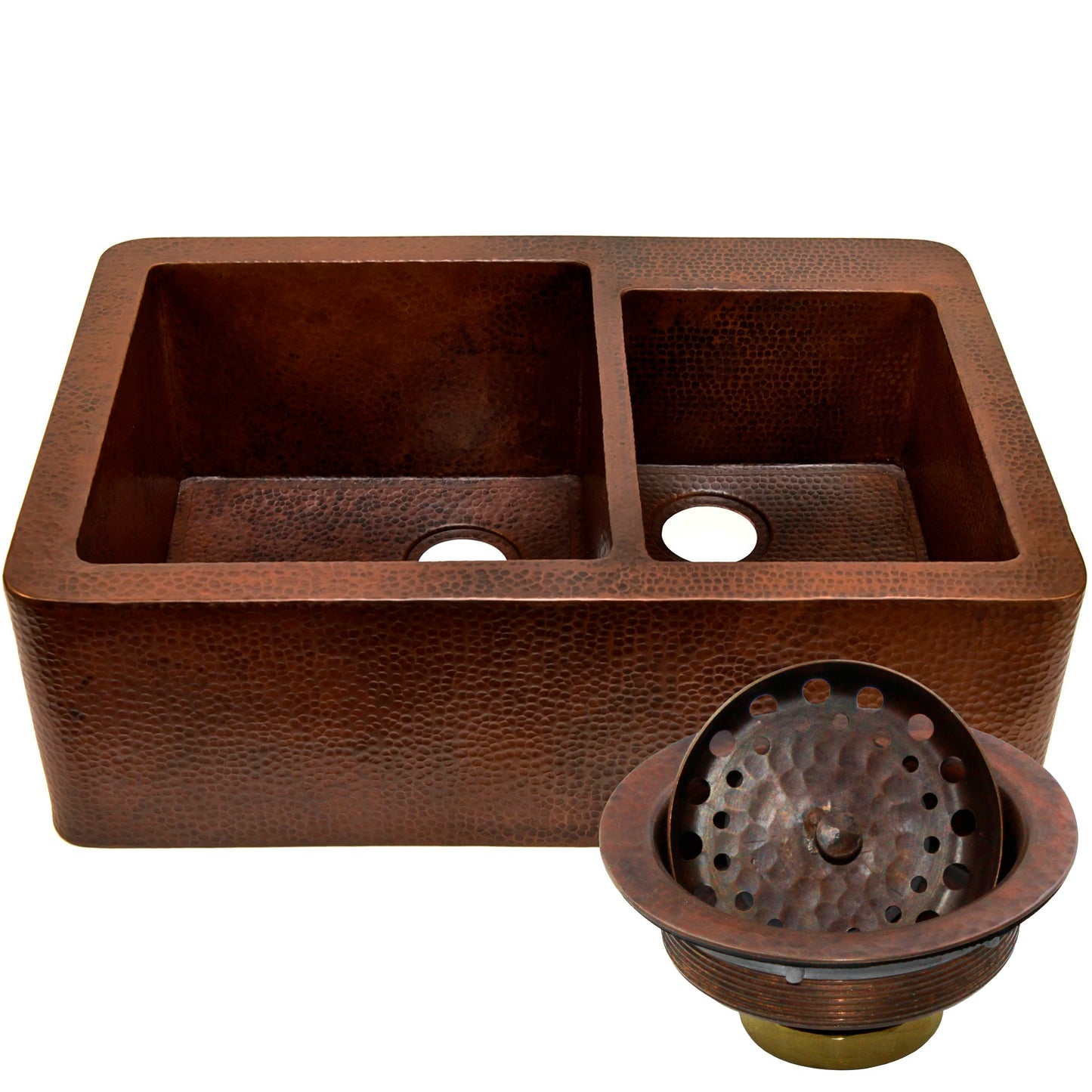Farmhouse 60/40 Copper Kitchen Sink, TCK-005AN