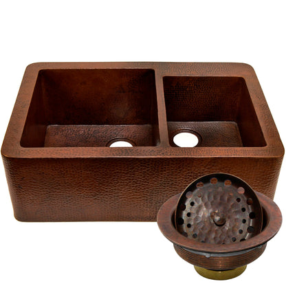Farmhouse 60/40 Copper Kitchen Sink, TCK-005AN