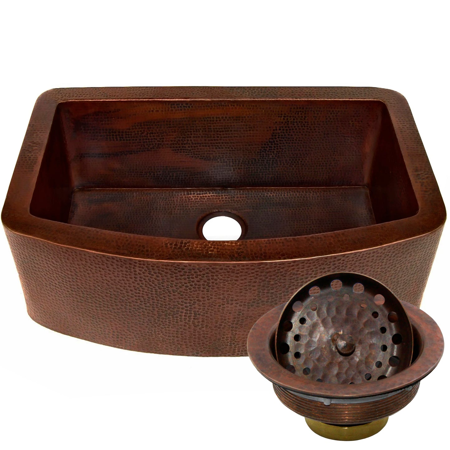 Curved Front Copper Kitchen Sink, TCK-008AN