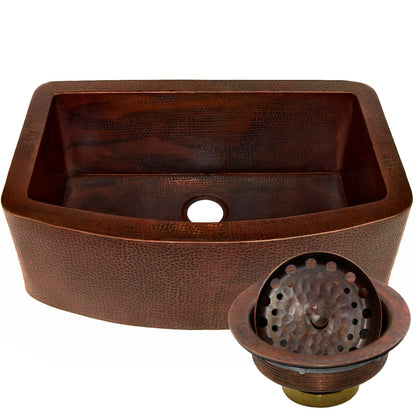 Curved Front Copper Kitchen Sink, TCK-008AN