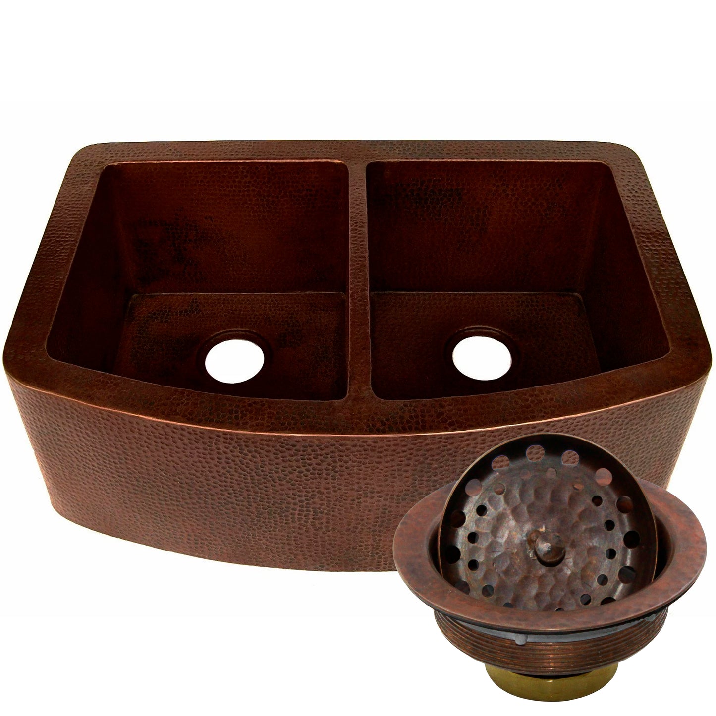 Double Bowl Copper Kitchen Sink, TCK-009AN