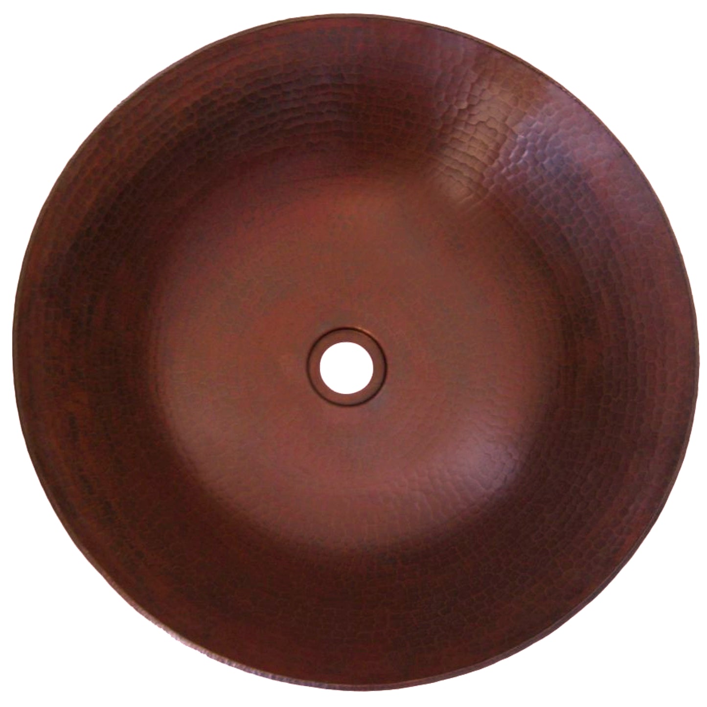Round Hammered Copper Vessel Sink in Antique TCV-002AN