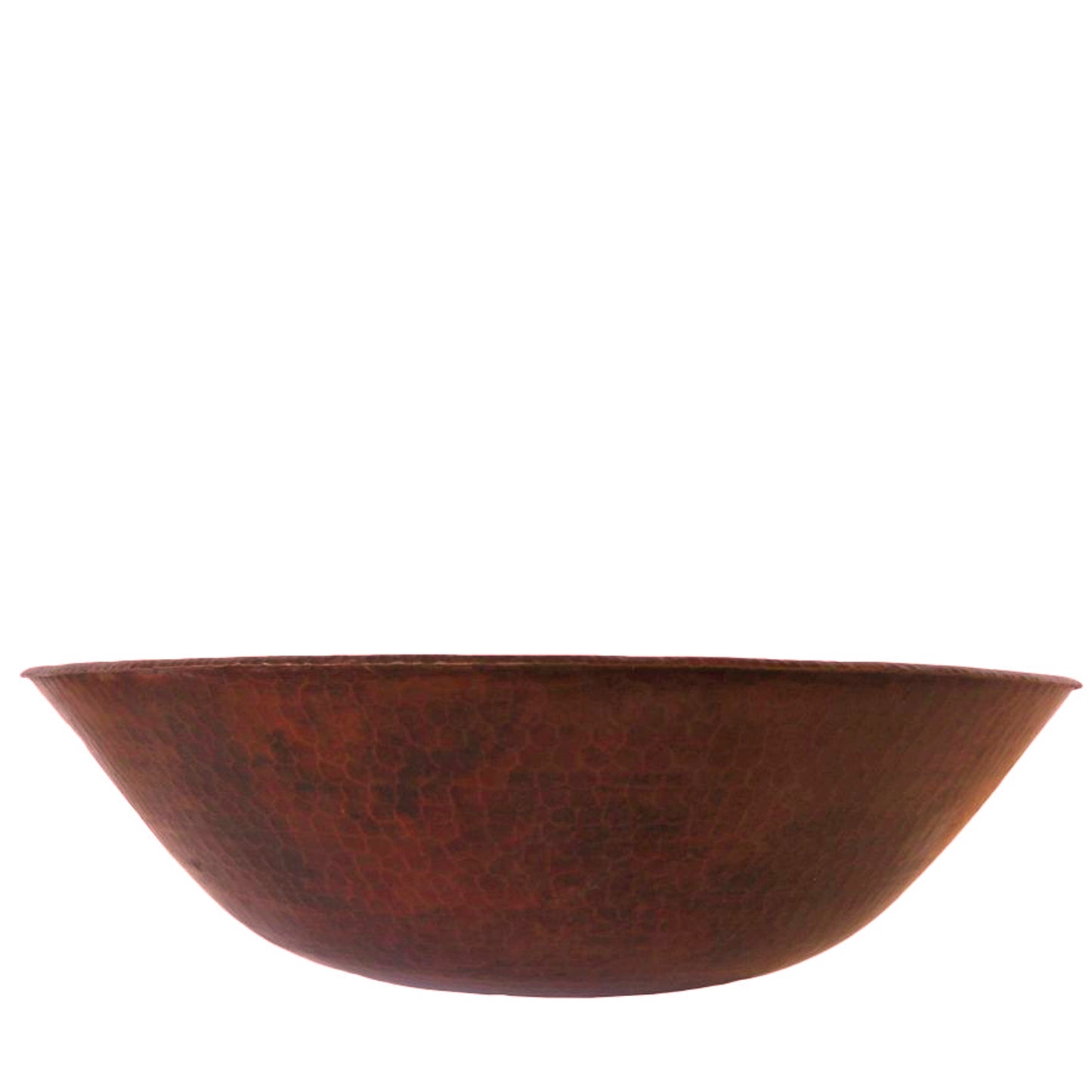 Round Hammered Copper Vessel Sink in Antique TCV-002AN