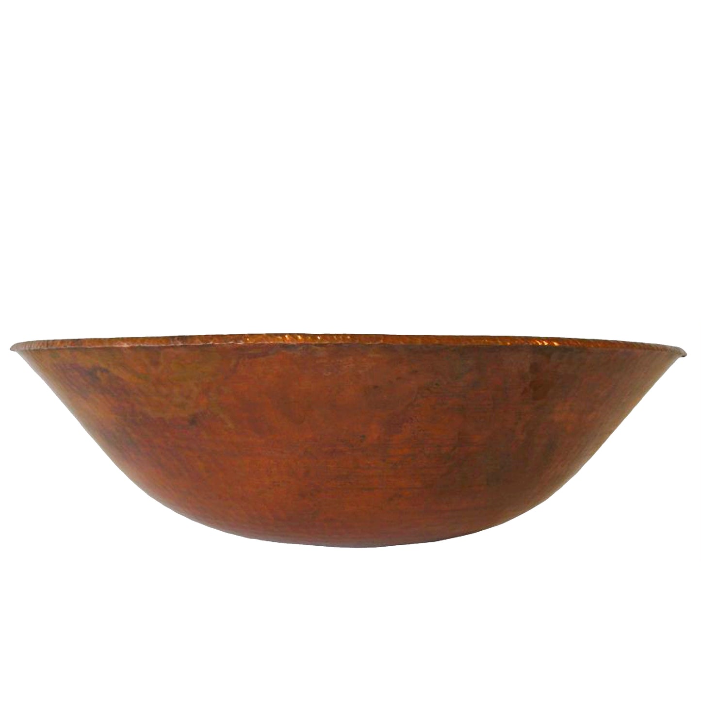 Round Hammered Copper Vessel Sink in Natural TCV-002NA