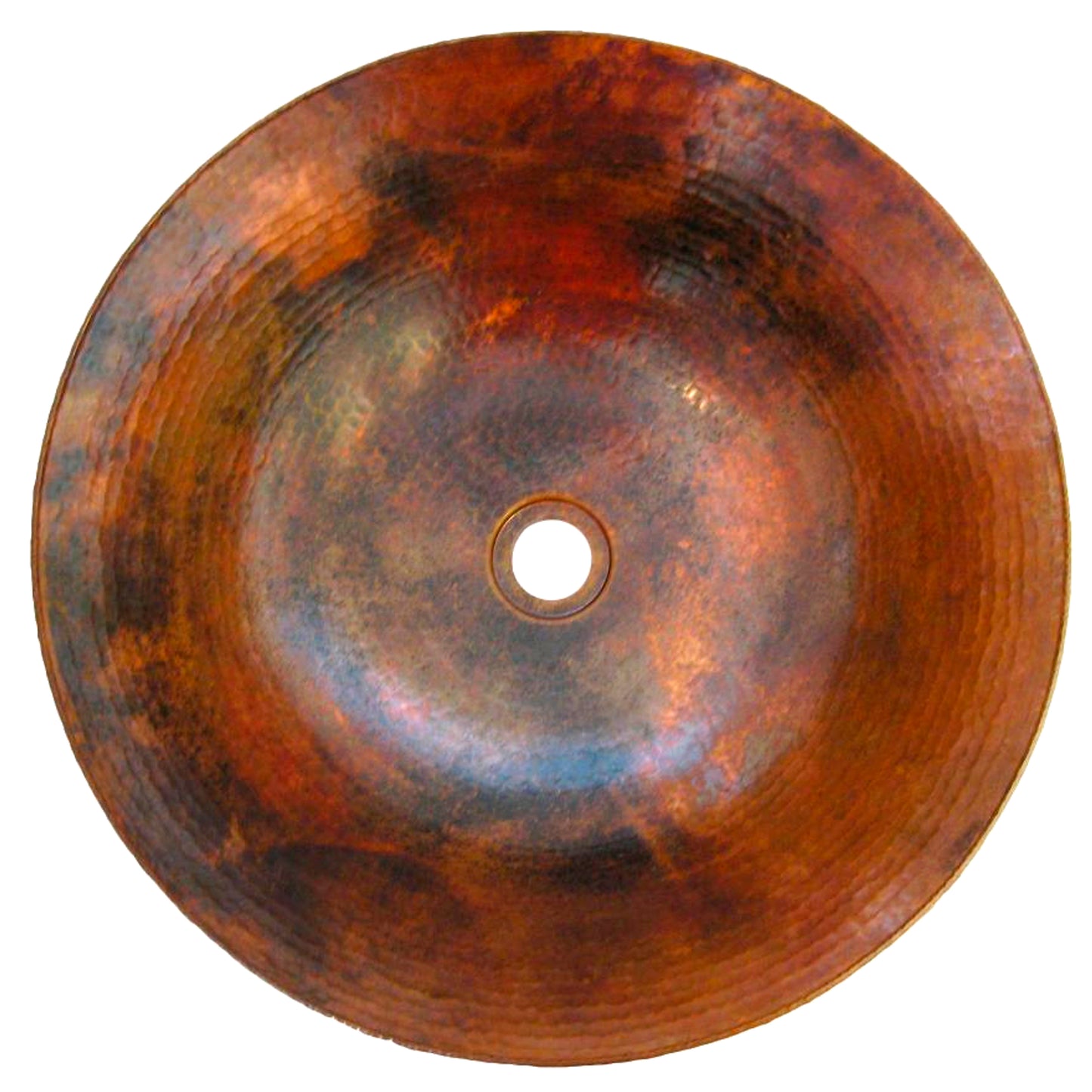 Round Hammered Copper Vessel Sink in Natural TCV-002NA