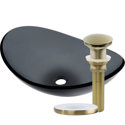 Clear Slate Grey Oval Slipper Tempered Glass Vessel Sink TIS-324G