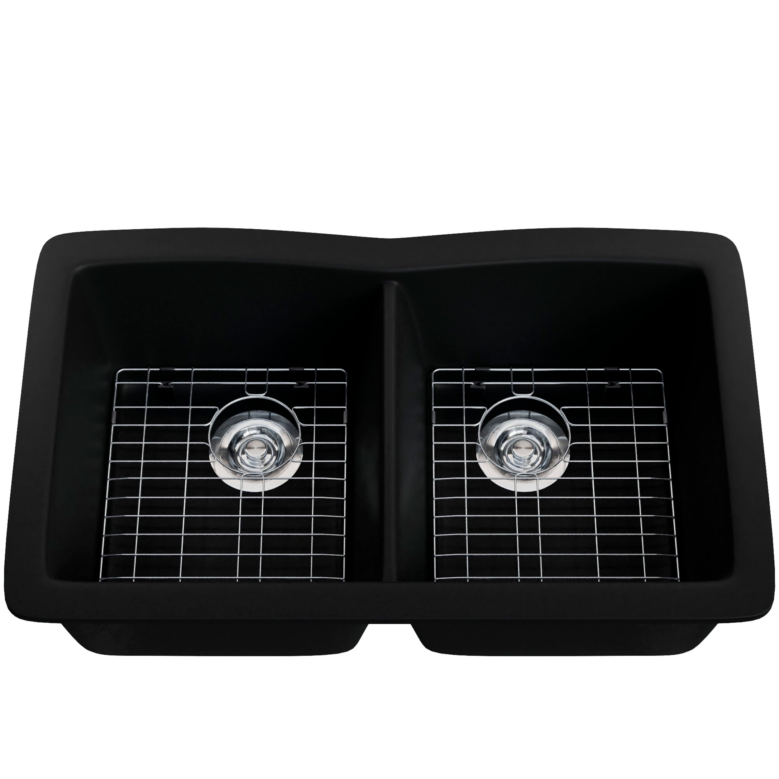 Double Bowl Undermount Granite Composite Sink in Absolute Black