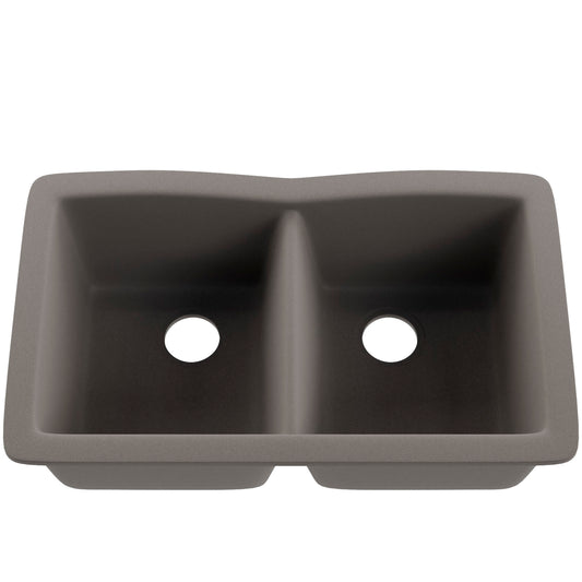 Double Bowl Undermount Granite Composite Sink in Ash - NKGC-5050UND-AS