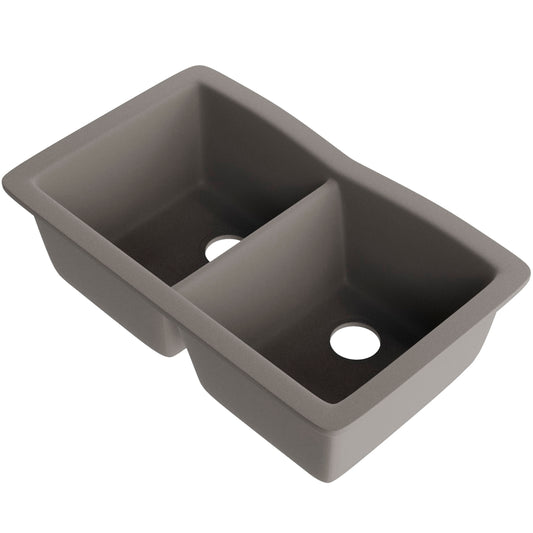 Double Bowl Undermount Granite Composite Sink in Ash - NKGC-5050UND-AS