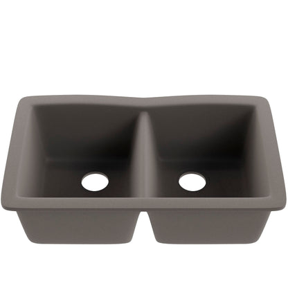 Double Bowl Undermount Granite Composite Sink in Ash - NKGC-5050UND-AS