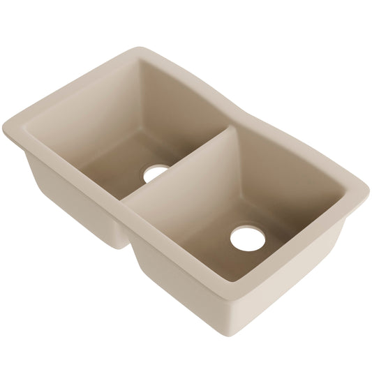Double Bowl Undermount Granite Composite Sink in Sand - NKGC-5050UND-SA