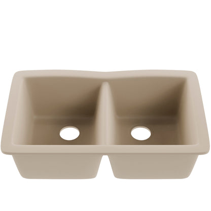 Double Bowl Undermount Granite Composite Sink in Sand - NKGC-5050UND-SA
