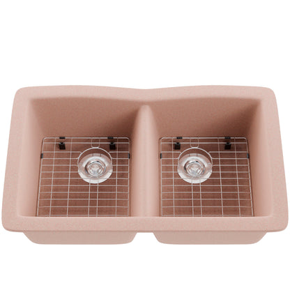 Double Bowl Undermount Granite Composite Sink in Wheat - NKGC-5050UND-WHE