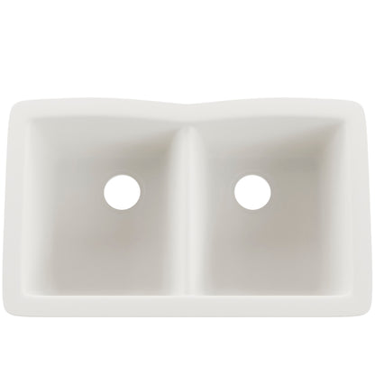 Double Bowl Undermount Granite Composite Sink in Striking White - NKGC-5050UND-WHI
