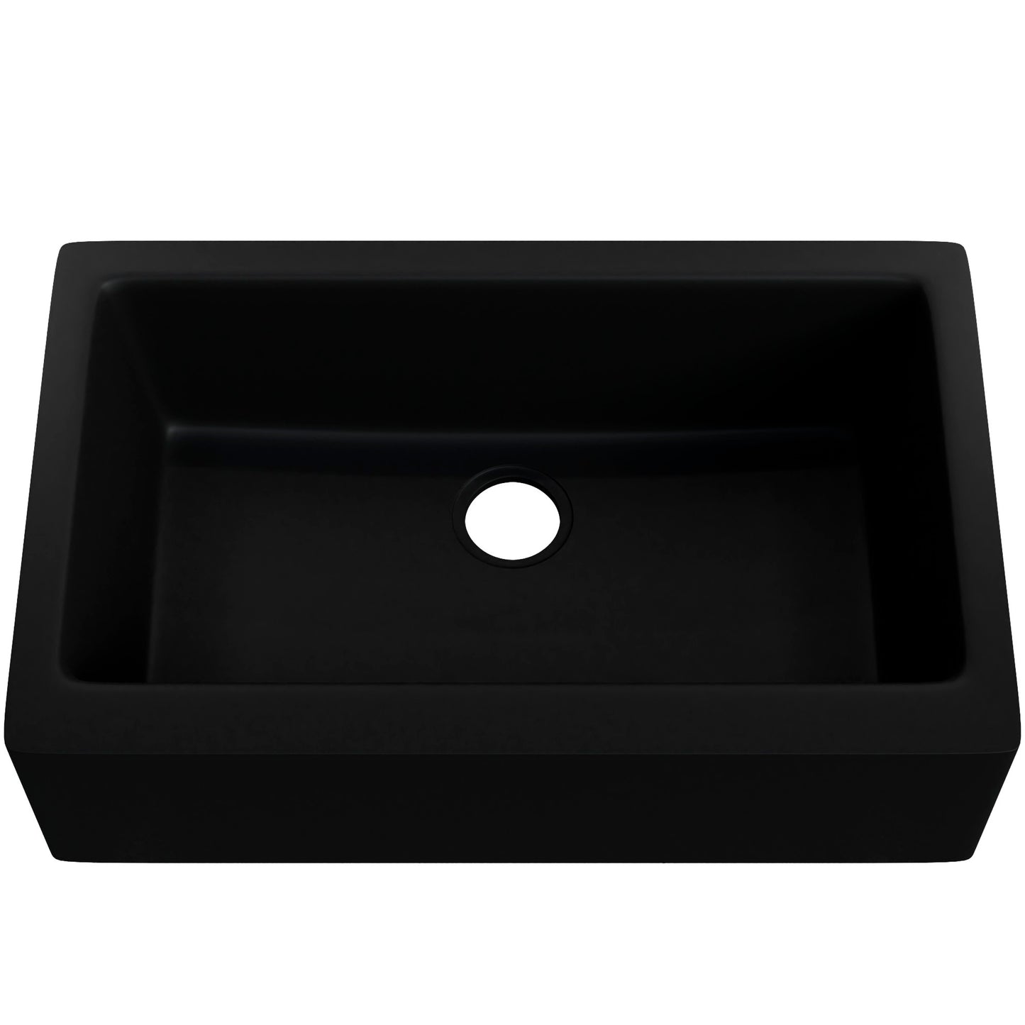 Single Bowl Farmhouse Granite Composite Sink in Absolute Black - NKGC-SBFARM-AB