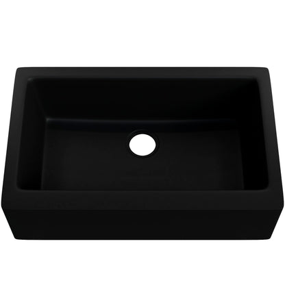 Single Bowl Farmhouse Granite Composite Sink in Absolute Black - NKGC-SBFARM-AB