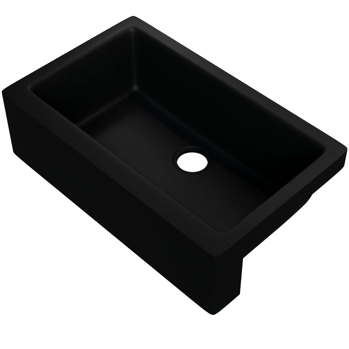 Single Bowl Farmhouse Granite Composite Sink in Absolute Black - NKGC-SBFARM-AB