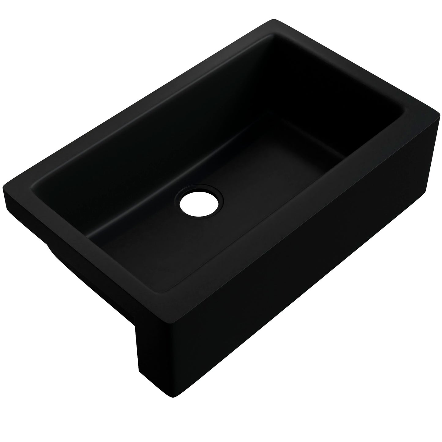 Single Bowl Farmhouse Granite Composite Sink in Absolute Black - NKGC-SBFARM-AB