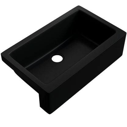 Single Bowl Farmhouse Granite Composite Sink in Absolute Black - NKGC-SBFARM-AB