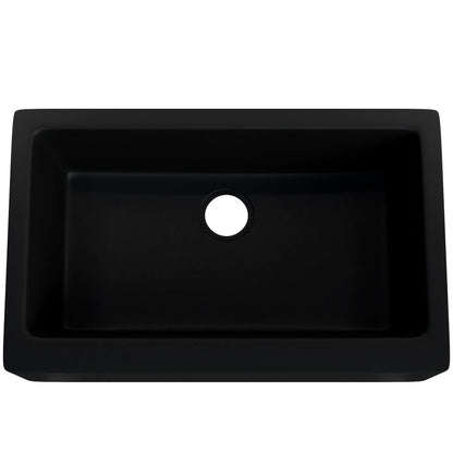 Single Bowl Farmhouse Granite Composite Sink in Absolute Black - NKGC-SBFARM-AB