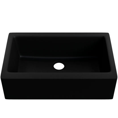 Single Bowl Farmhouse Granite Composite Sink in Absolute Black - NKGC-SBFARM-AB