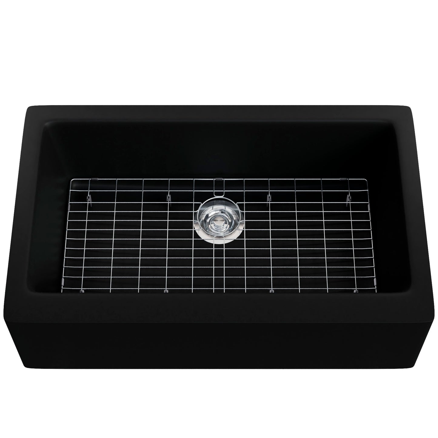 Single Bowl Farmhouse Granite Composite Sink in Absolute Black - NKGC-SBFARM-AB