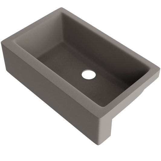 Single Bowl Farmhouse Granite Composite Sink in Ash - NKGC-SBFARM-AS