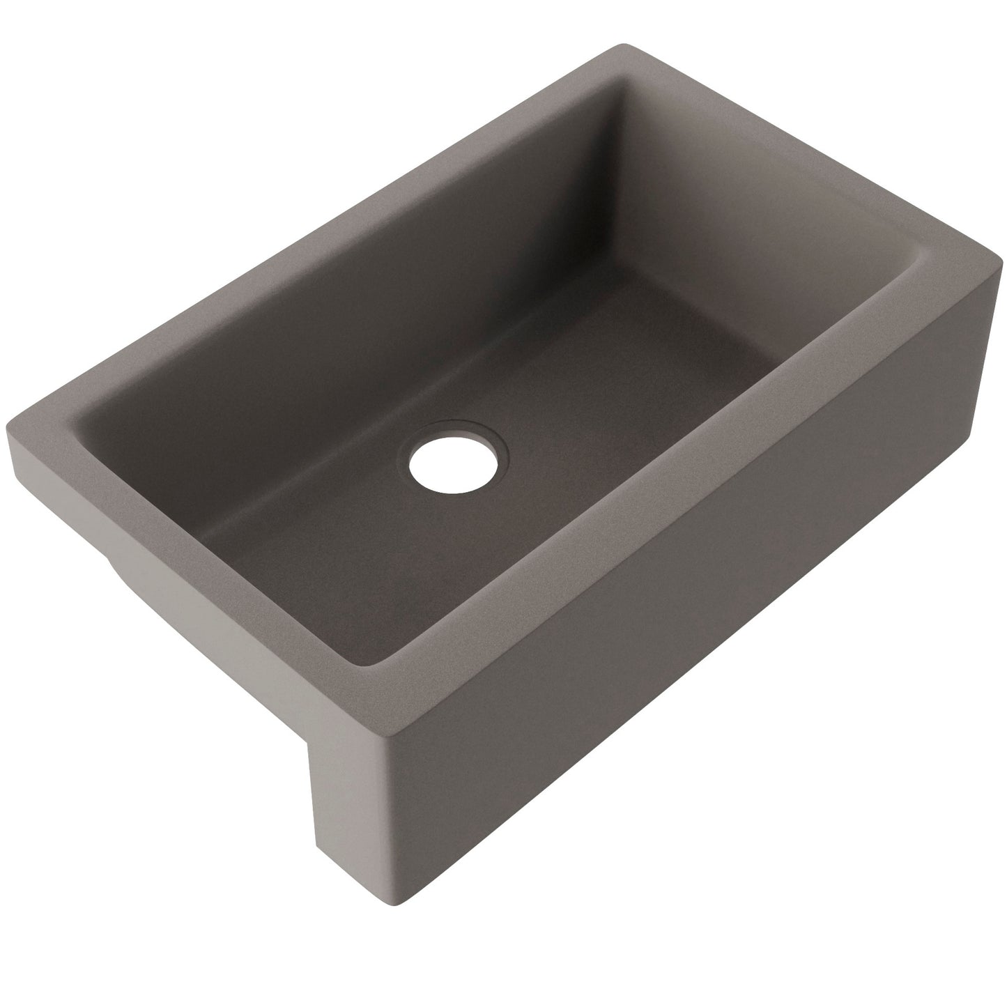 Single Bowl Farmhouse Granite Composite Sink in Ash - NKGC-SBFARM-AS